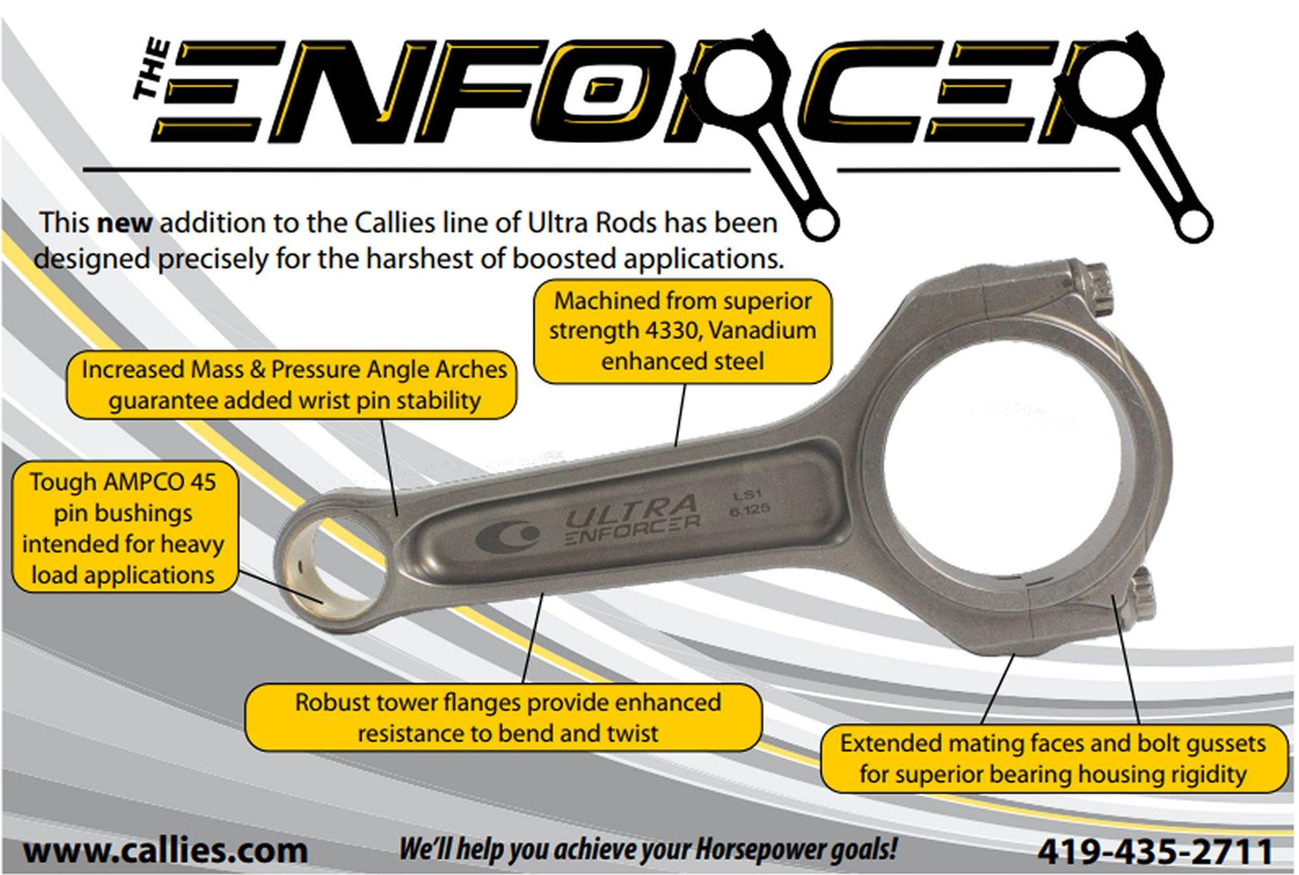 Callies Ultra Enforcer +2mm I Beam Connecting Rods For WRX-STI W- ARP 625+ Bolts